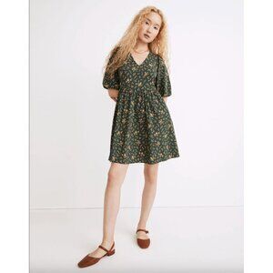 Madewell Dark Green Floral Mini Dress